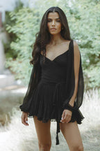 Luna | Mini vestido alegre con mangas abullonadas
