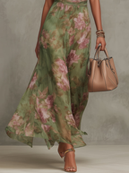 Lydia | Elegante vestido largo con cuello halter y estampado floral
