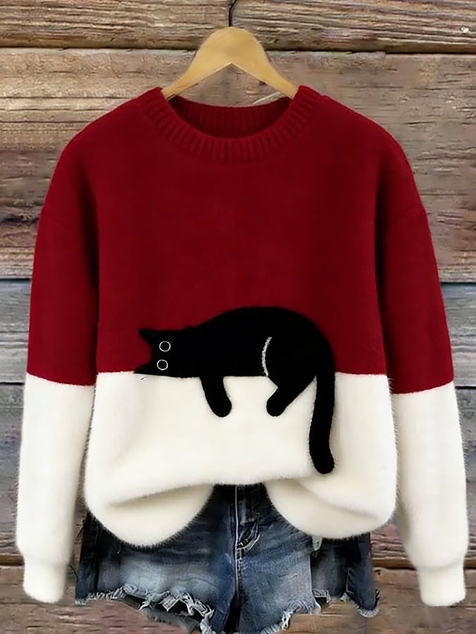 Alicia | Suéter oversize con un elegante estampado de gatos