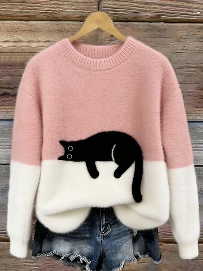 Alicia | Suéter oversize con un elegante estampado de gatos