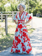 Sara | Vestido largo de manga corta con cuello en V y estampado floral