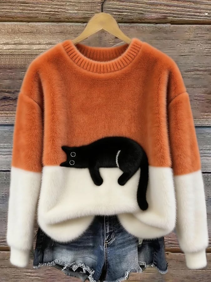 Alicia | Suéter oversize con un elegante estampado de gatos