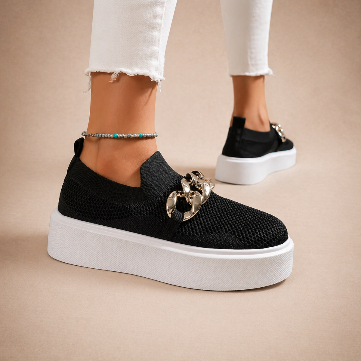 Evelyn | Mocasines con detalle de cadena metálica