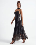 Almudena | Vestido maxi con lunares negros