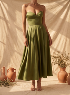 Fiona | Vestido midi elegante sin tirantes