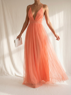 Bianca | Vestido largo en color coral claro