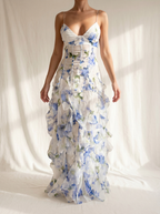 Lucy | Vestido midi floral con volantes