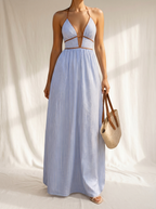 Laurita | Vestido largo a rayas con escote cut-out