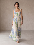 Aria | Vestido largo de corte evasé con estampado floral