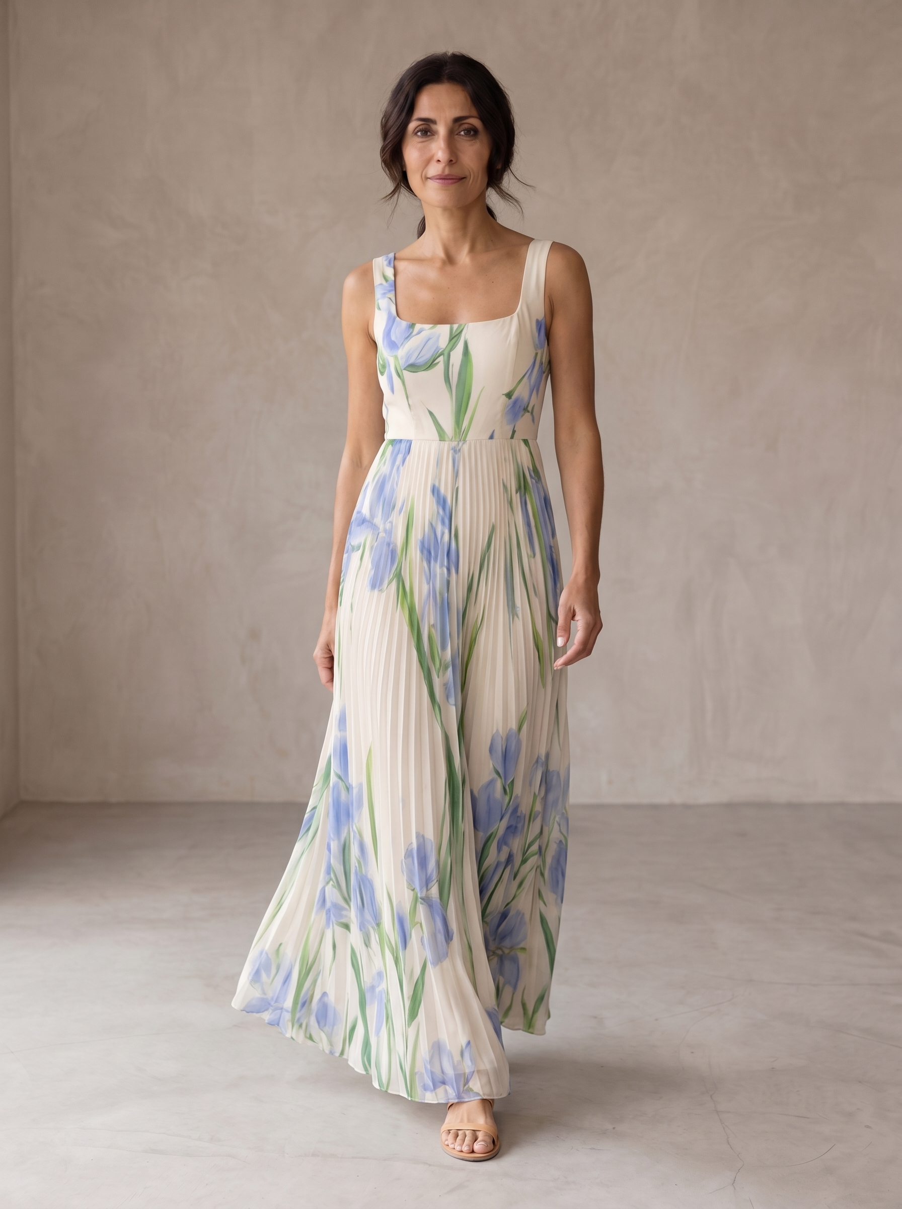 Aria | Vestido largo de corte evasé con estampado floral