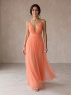 Bianca | Vestido largo en color coral claro