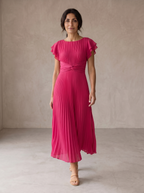 Serafina | Elegante vestido largo plisado con cintura anudada