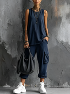 Conjunto Elena | Conjunto informal de corte holgado con bolsillos