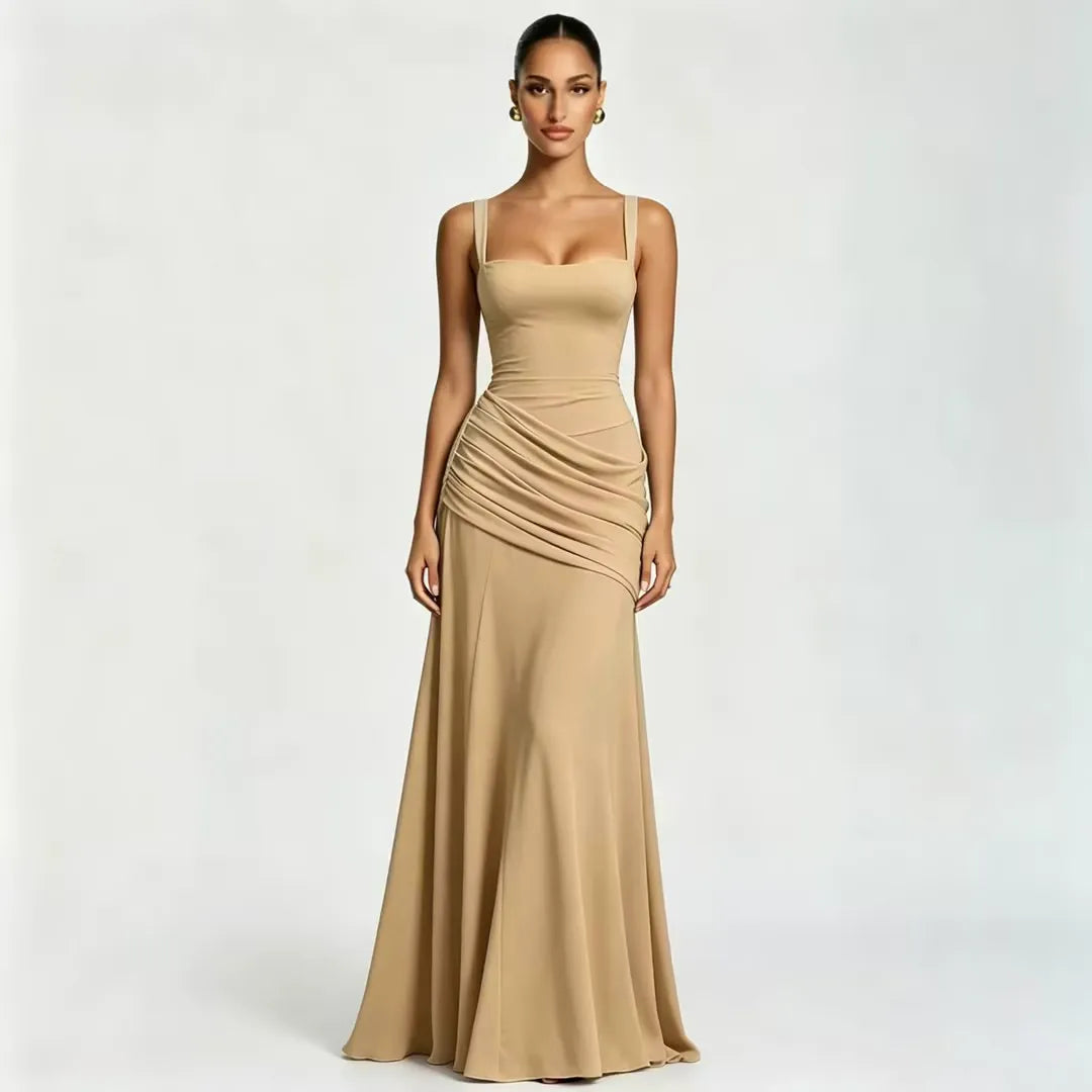 Margaret | Vestido largo con escote cuadrado fruncido