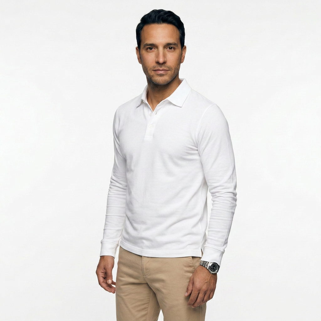 Polo Manga Larga Hombre Clásico Slim Fit