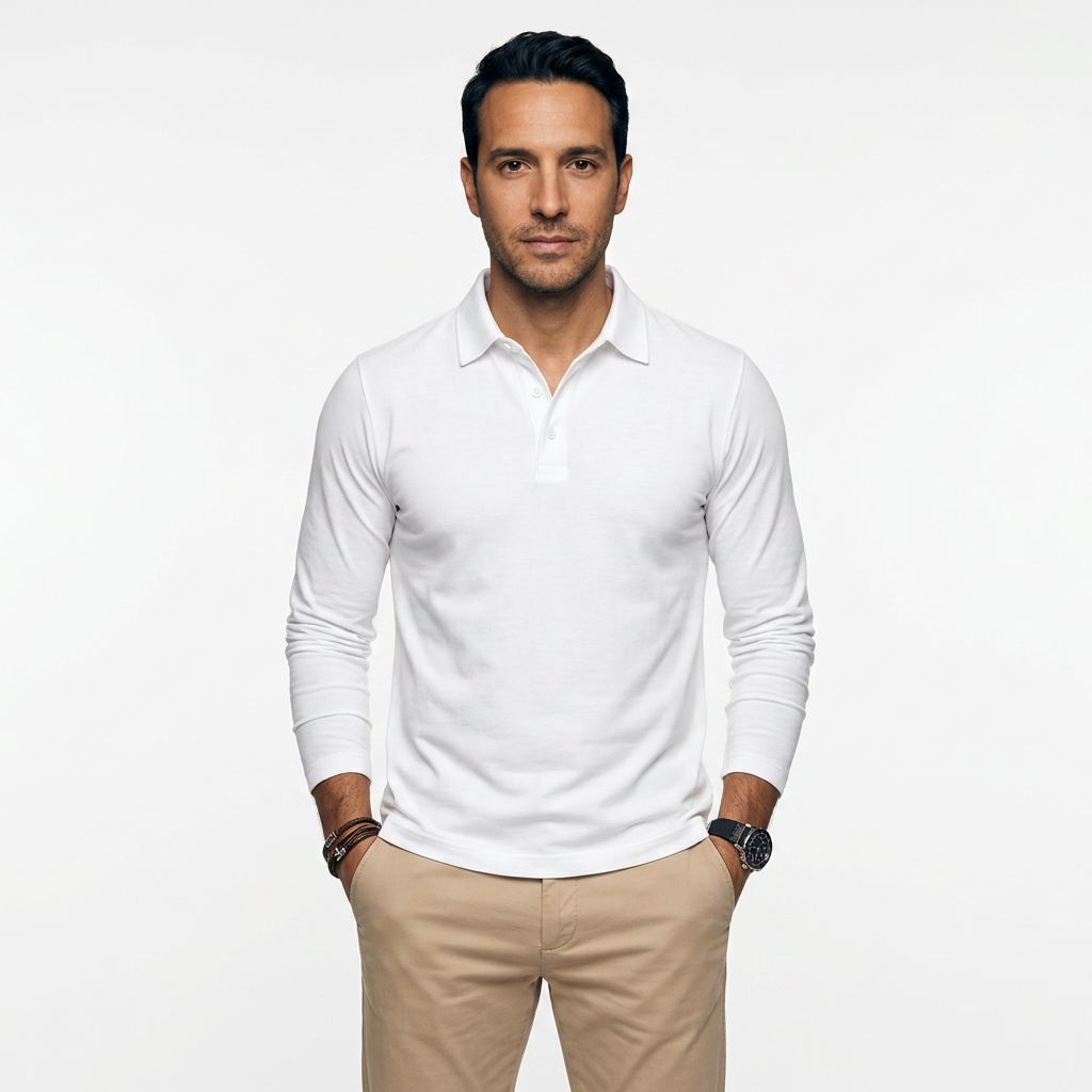 Polo Manga Larga Hombre Clásico Slim Fit