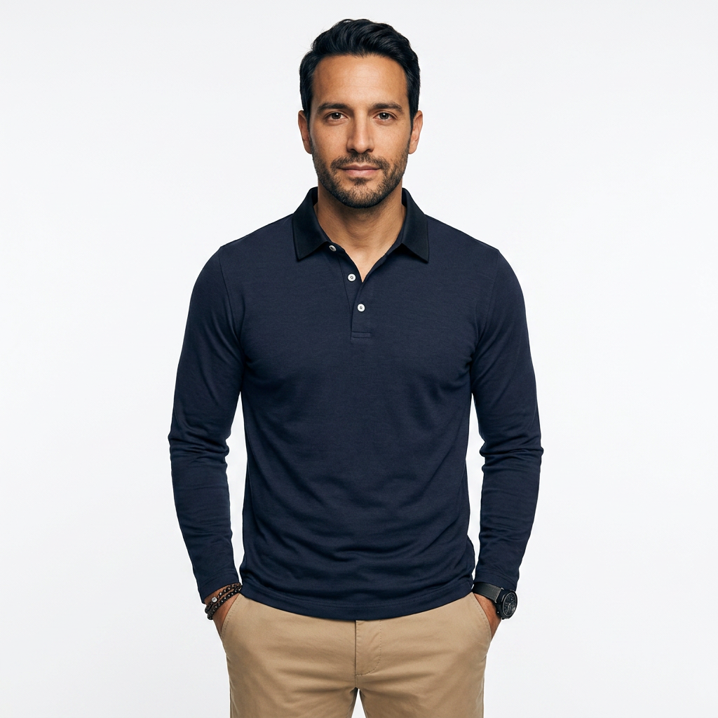 Polo Manga Larga Hombre Clásico Slim Fit