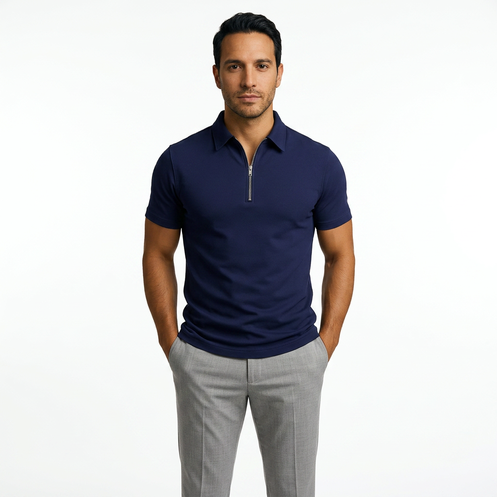 Polo Hombre Cremallera Slim Fit Transpirable