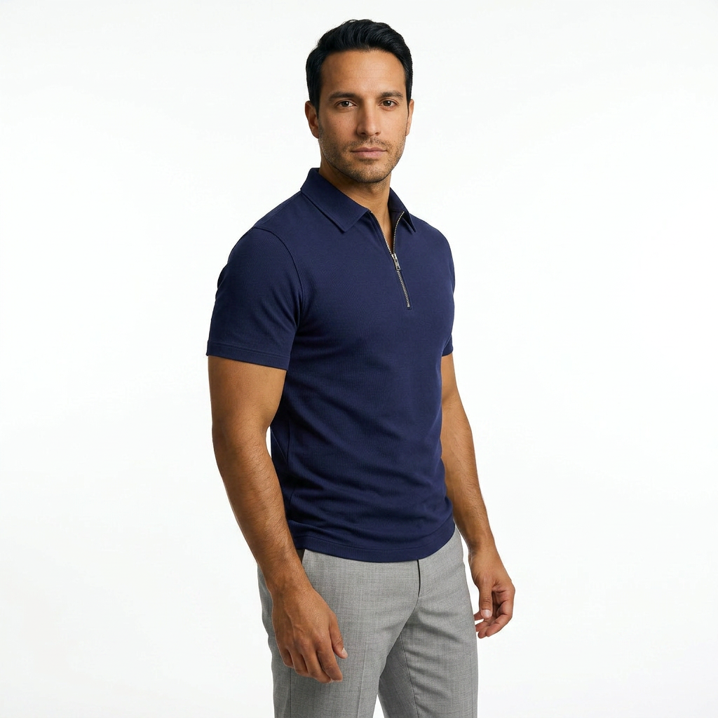 Polo Hombre Cremallera Slim Fit Transpirable