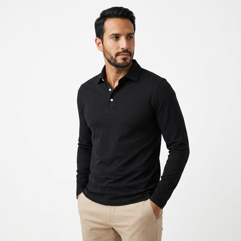 Polo Manga Larga Hombre Clásico Slim Fit