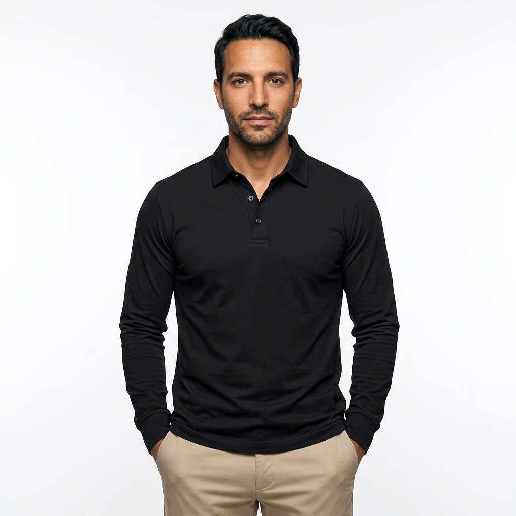 Polo Manga Larga Hombre Clásico Slim Fit