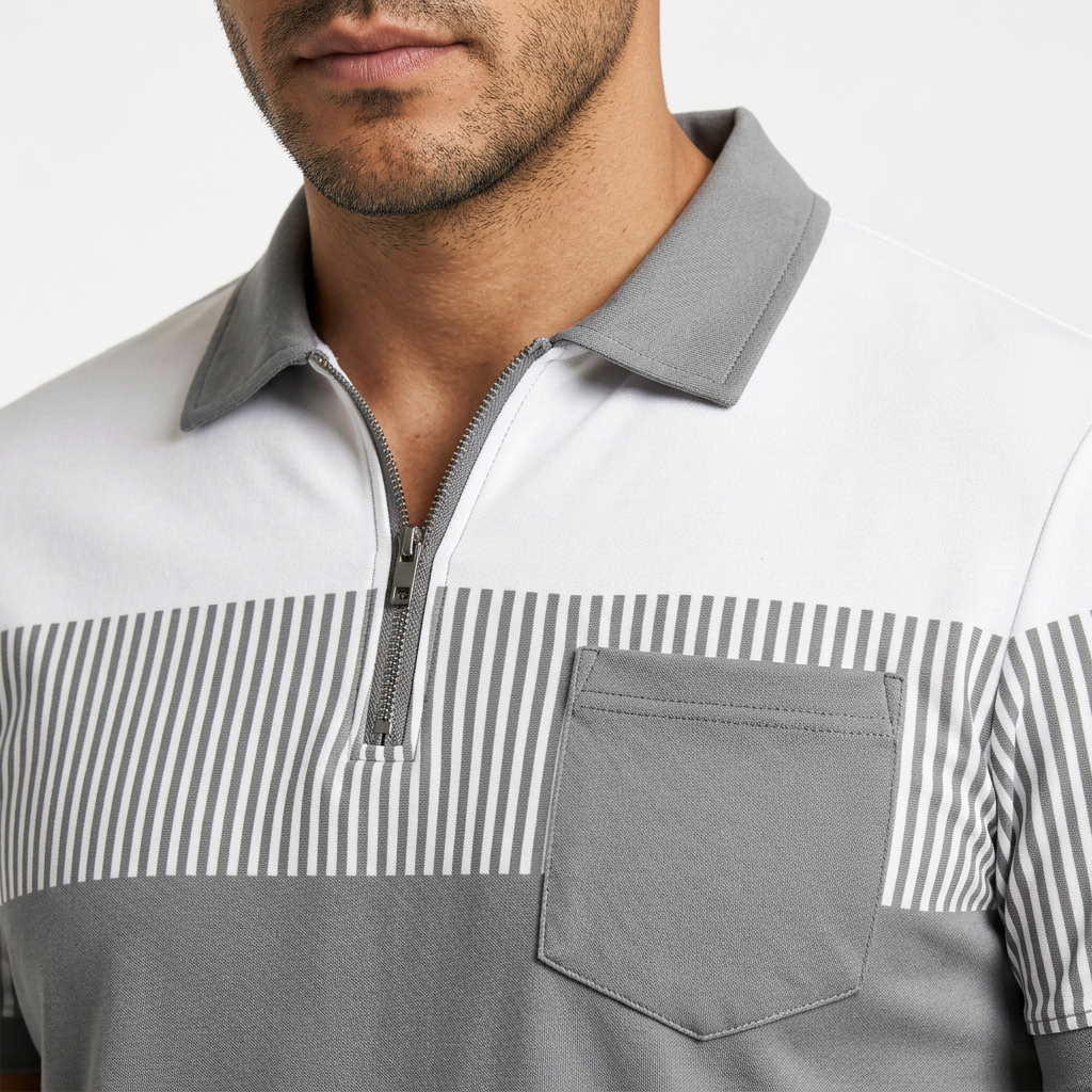 Polo Rayas Cremallera Hombre