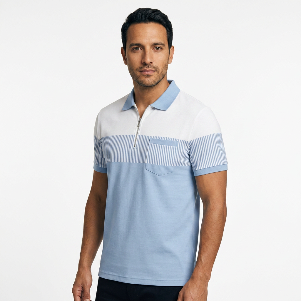 Polo Rayas Cremallera Hombre