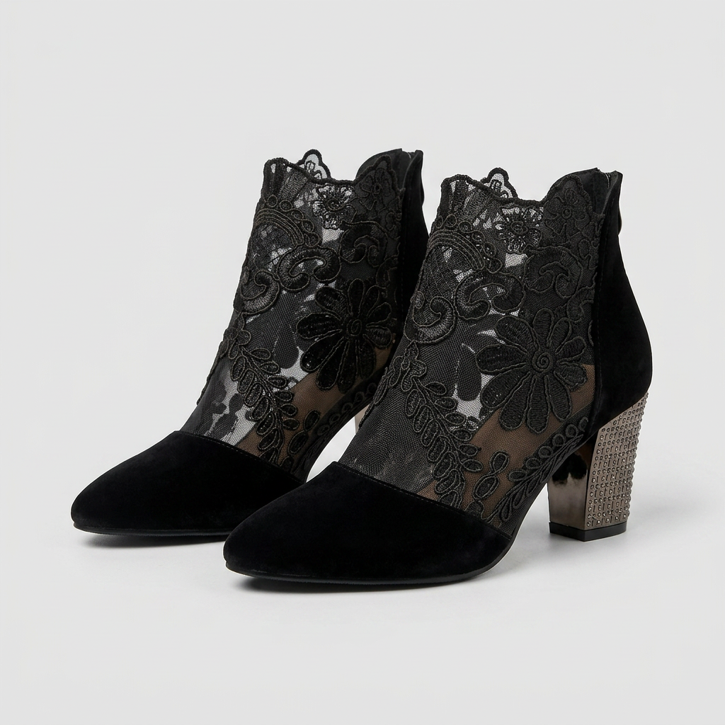 Tacones Blancos Encaje Floral