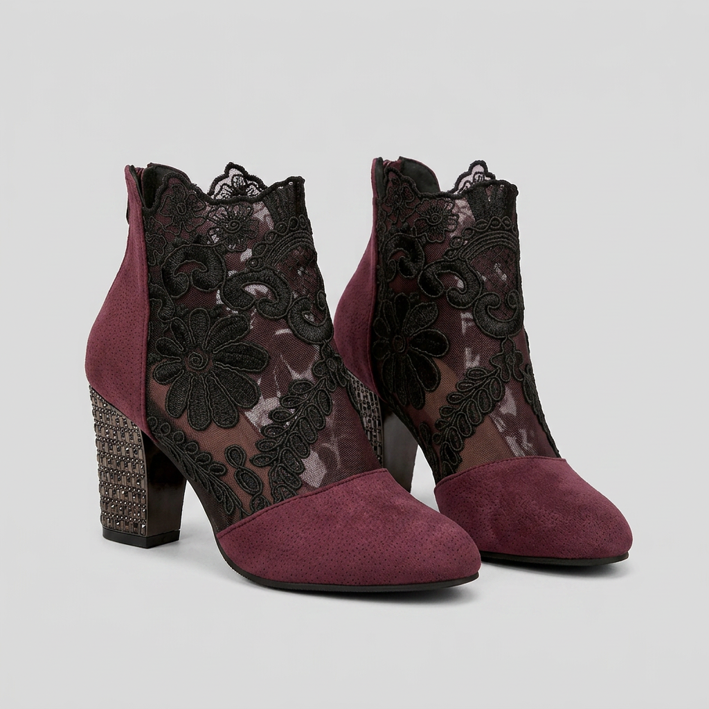 Tacones Blancos Encaje Floral