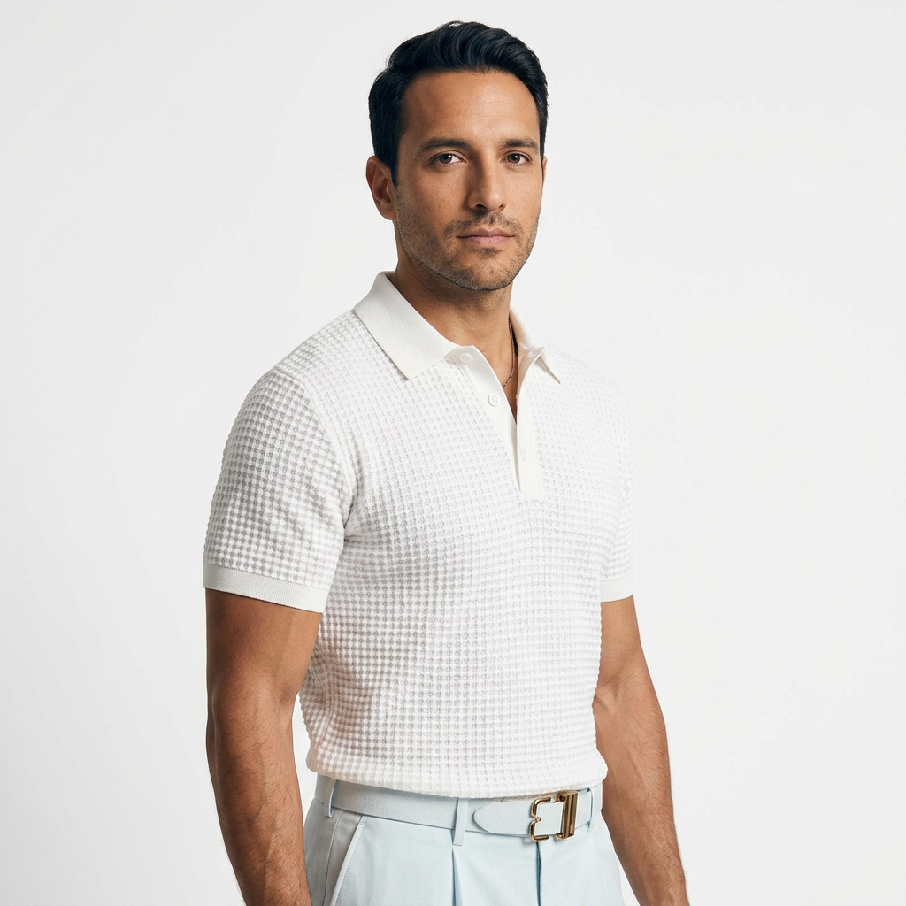 Polo isa Cuello Waffle Hombre
