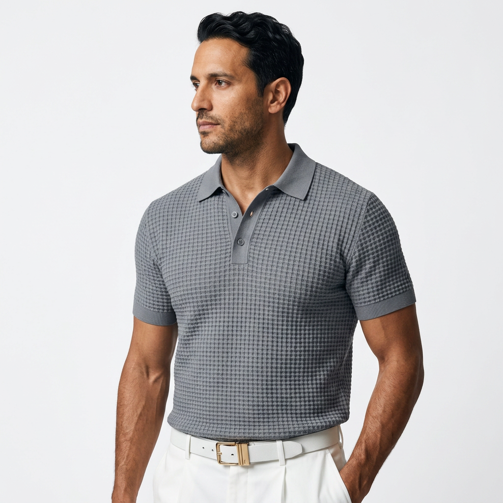 Polo isa Cuello Waffle Hombre