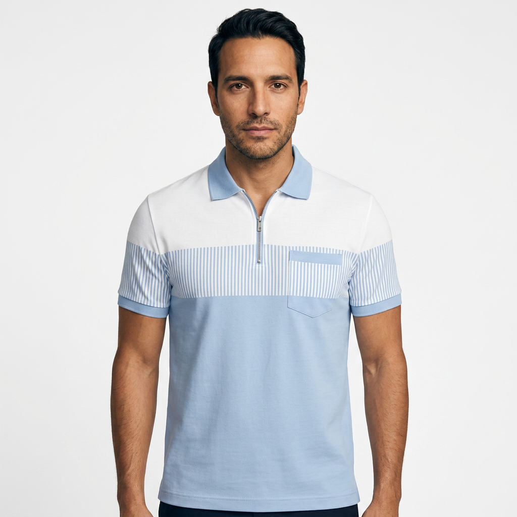 Polo Rayas Cremallera Hombre