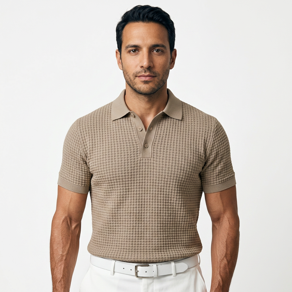 Polo isa Cuello Waffle Hombre
