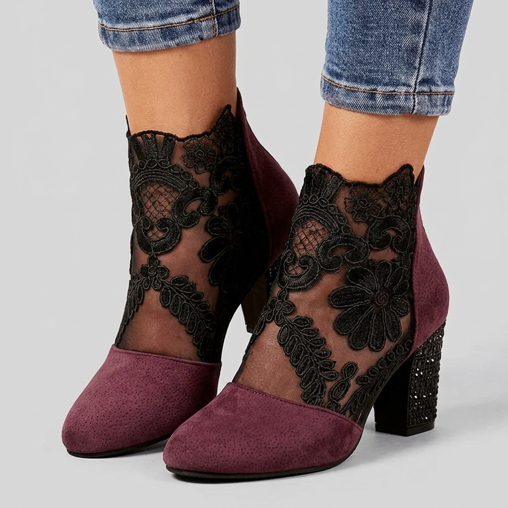 Tacones Blancos Encaje Floral