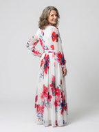 Vivianne | Vestido largo cruzado de manga larga con estampado floral