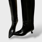 Botas Altas de Cuero con Tacón Bajo