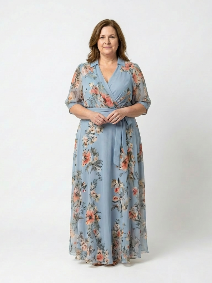 Lucía | Vestido largo con estampado floral y cuello en V